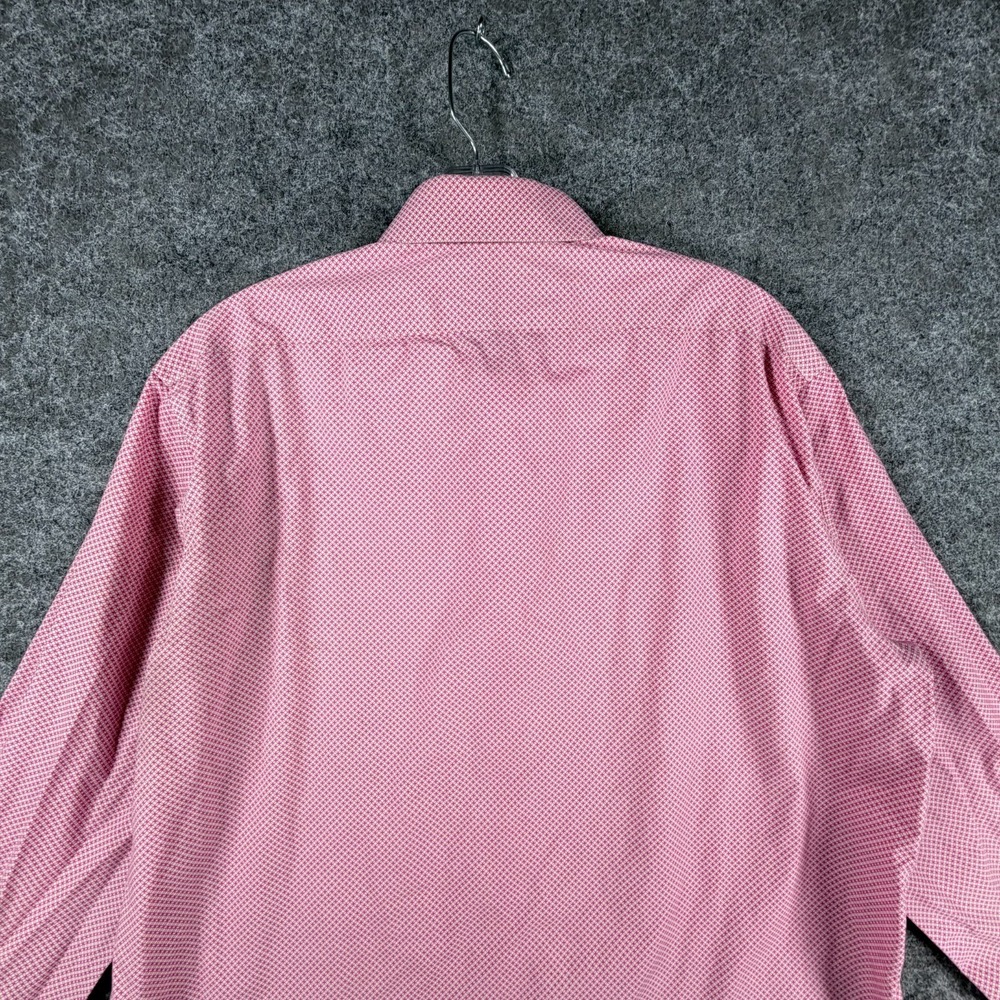 Calvin Klein Steel+ Dress Shirt Mens L PinK Geometric Stretch Non Iron Slim Fit - Picture 10 of 16
